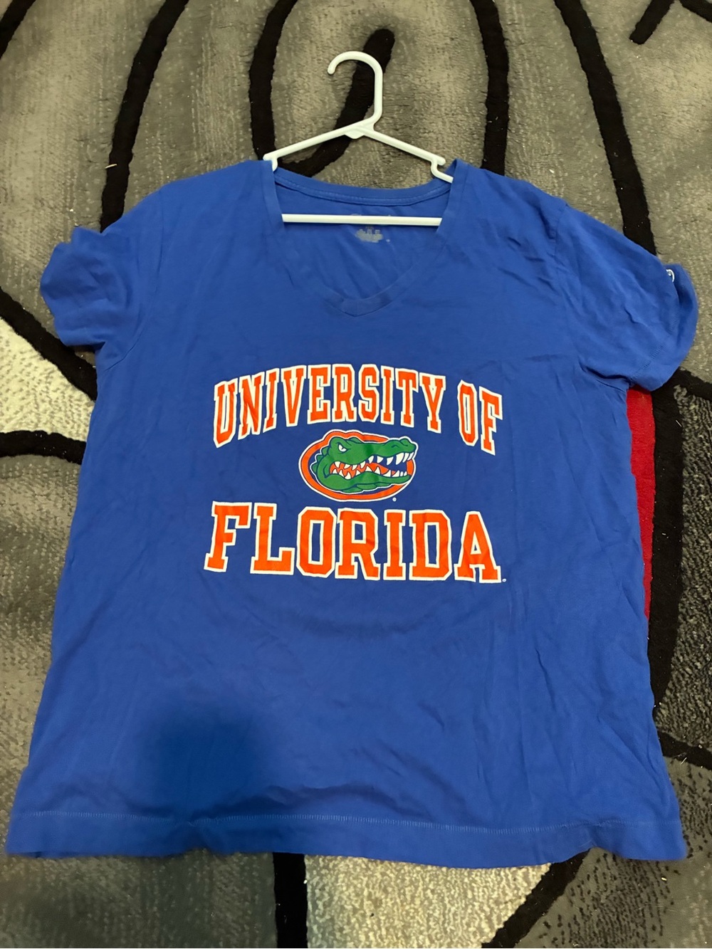 Champion Royal Blue Collegiate Graphic Tee with Orange and White Lettering